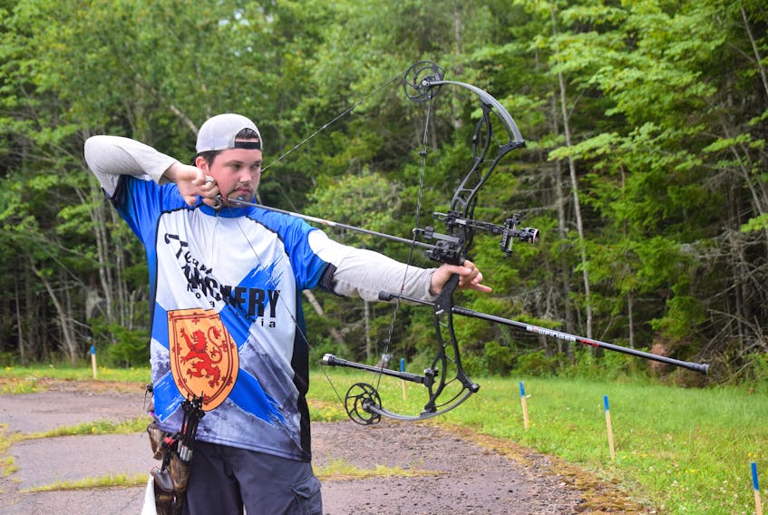Connor Dewar from Antigonish first picked up a bow and arrow when he was just 13 years old. Today, he is on Team Nova Scotia. Here he is taking a practice shot at a target in Truro’s Victoria Park on Aug. 4.