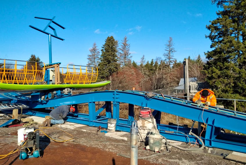 Construction is underway on a new ride in Cavendish at Shining Waters Family Fun Park. The ride is called Surf’s Up and will involve a giant surfboard and lots of spinning on a wave-like track. The ride will be ready for the 2018 season. SUBMITTED PHOTO