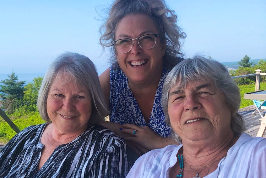 Malignant Cove, Antigonish County’s Lynn O’Donnell (top) joins her friend from Placerville, California, Mary Bourn (left) and Bourn’s sister Dede Mello as the two women visited Nova Scotia and Antigonish during Highland Games’ week. Contributed