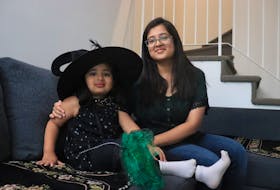 Nishreen Murtaza will be taking her four-year-old daughter Zahra Murtaza Sourti, left, trick-or-treating for the first time this Halloween. The mother and daughter are pictured in their Halifax home on Oct. 28, 2020.
