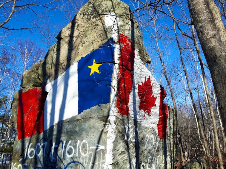 Brian Amirault spotted this patriotic splash of colour on a boulder off Rocky Lake Drive near Bedford, N.S.