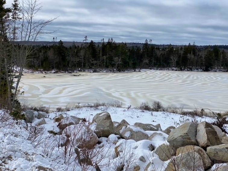 Carol Hansen spotted these mysterious stripes on Puddle Lake off Highway 103, not far from Ingramport, N.S.
