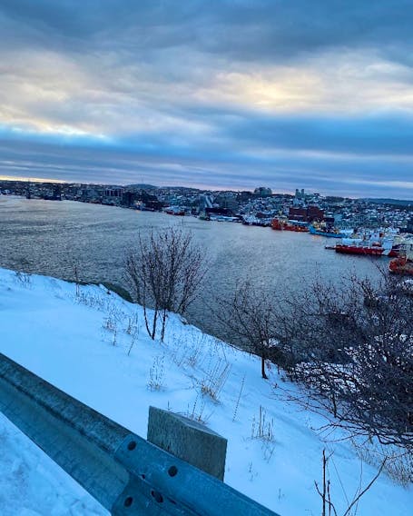 The St. John's Harbour is quite the chameleon; the season, the time of day and the elevation can change everything. This pretty photo of the Narrows at the entrance of St. John's Harbour offers a very interesting perspective.  Judy and Harold Sheppard were partway up Signal Hill when Judy took the photo at 4:44 pm on February 10th.