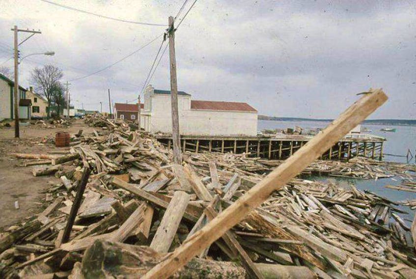 Damage left behind by the Groundhog Day Gale in Digby County, N.S.   Courtesy – Islands Historical Society.