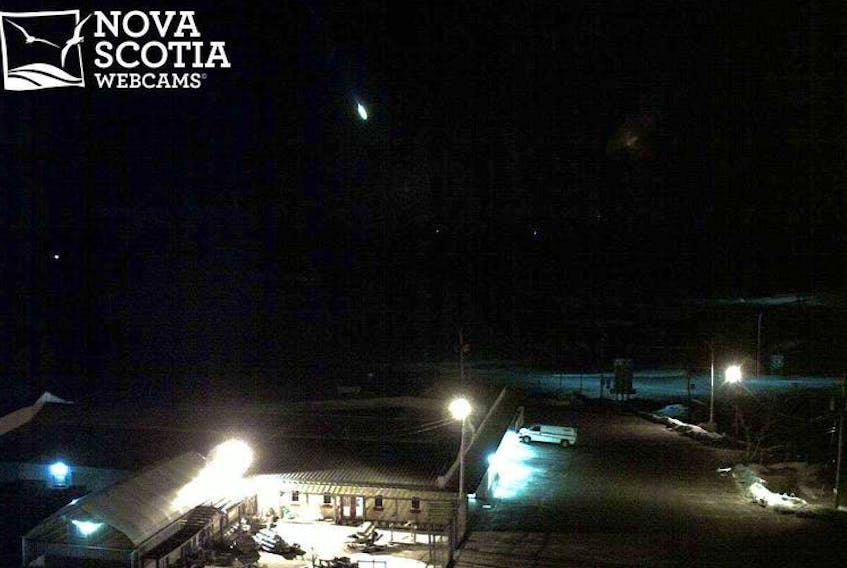 A still from Nova Scotia Webcams on a meteor over Nova Scotia in 2014.