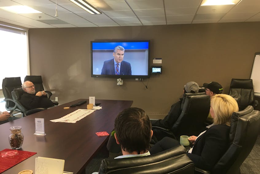 Forestry producers and business officials from Cumberland County joined Cumberland North MLA Elizabeth Smith-McCrossin in watching Premier Stephen McNeil’s forestry announcement on Dec. 20 at the Community Credit Union Business Innovation Centre in Amherst.