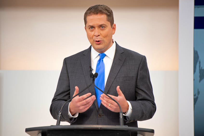 Conservative leader Andrew Scheer speaks at the Maclean's/Citytv National Leaders Debate on the second day of the election campaign in Toronto on Sept. 12, 2019