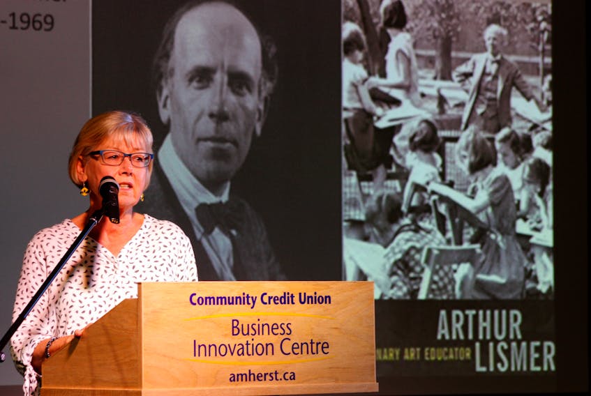 Denise Allan, a member of the Amherst Heritage Trust, makes a presentation during the first ‘A’ Fresh Start Community Initiative forum. Tom McCoag - Town of Amherst photo