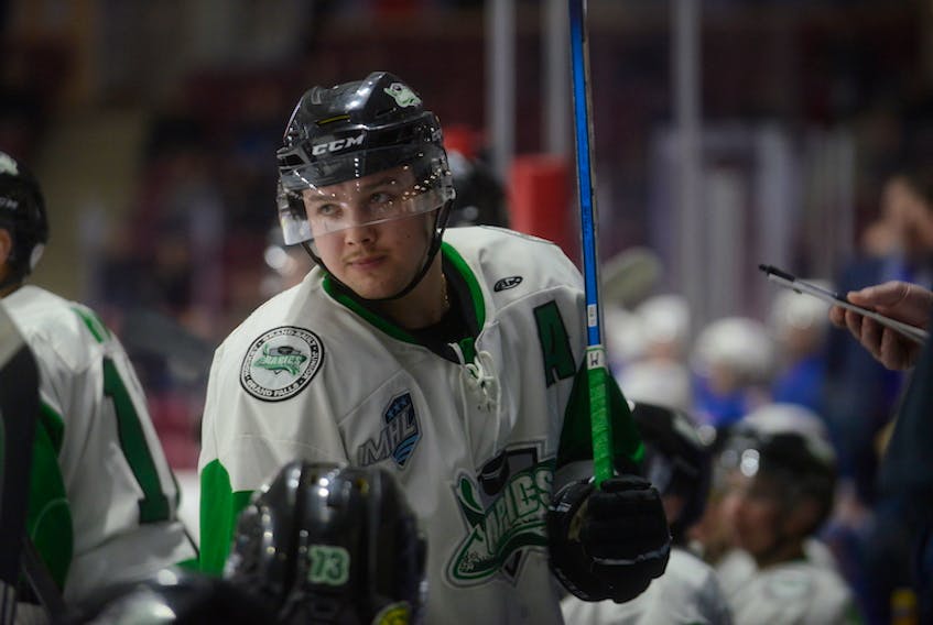 Defenceman Zac Arsenault of Montague is in his second season with the Grand Falls Rapids of the Maritime Junior Hockey League.