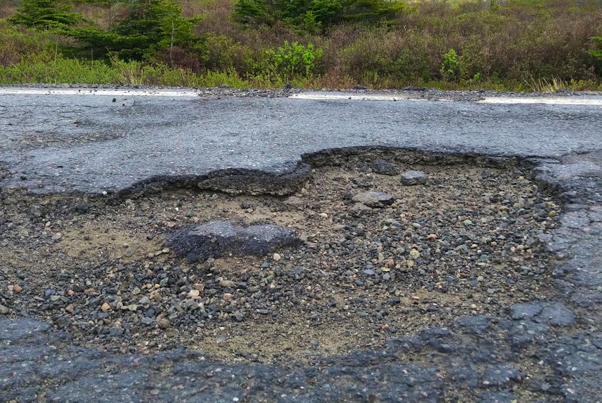 The Burgeo Highway is riddled with sizeable potholes, which a citizens committee fears may adversely impact tourism.