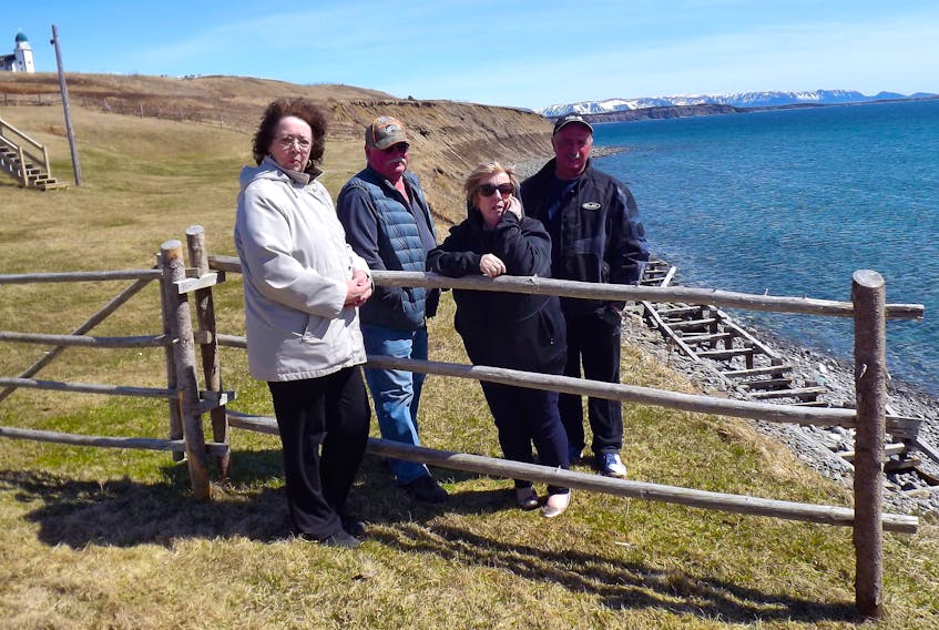 Codroy residents – including, from left, Shirley Fountain, Donald Gillis, Adeline Gale and Craig Collier – are frustrated with the inaction by all levels of government to deal with erosion in their area.