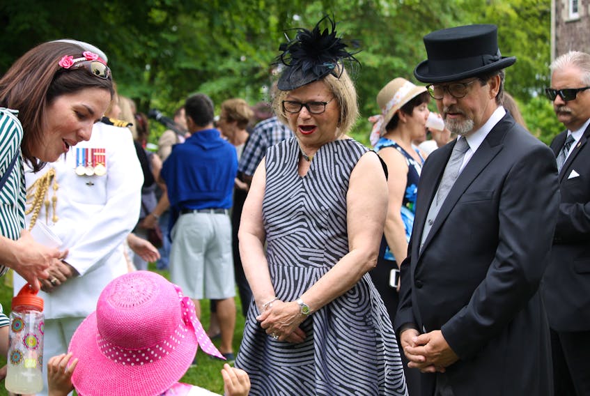 Leah Power, four, meets Lieutenant Governor, Judy Foote, at The Annual Garden Party at the Government House on Wednesday, July 24.