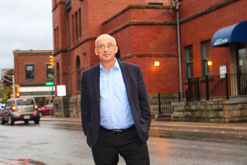 Nova Scotia New Democratic Party leader Gary Burrill was in Antigonish Oct. 16 as part of a province-wide tour he is conducting, following the wrap-up of the fall session for the Nova Scotia Legislature last week. Richard MacKenzie
