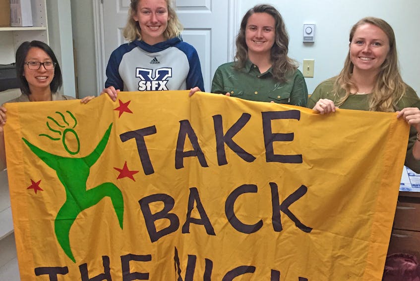 Annie Chau (left), Emma Kuzmyk, Breanna O’Handley and Margaret Elliott are amongst the group busily planning for the first Gender Equality Week, which will take place from Sept. 23 to 29. The annual Take Back the Night gathering in Antigonish is part of the inaugural week, which will be marked in communities across Canada. Corey LeBlanc