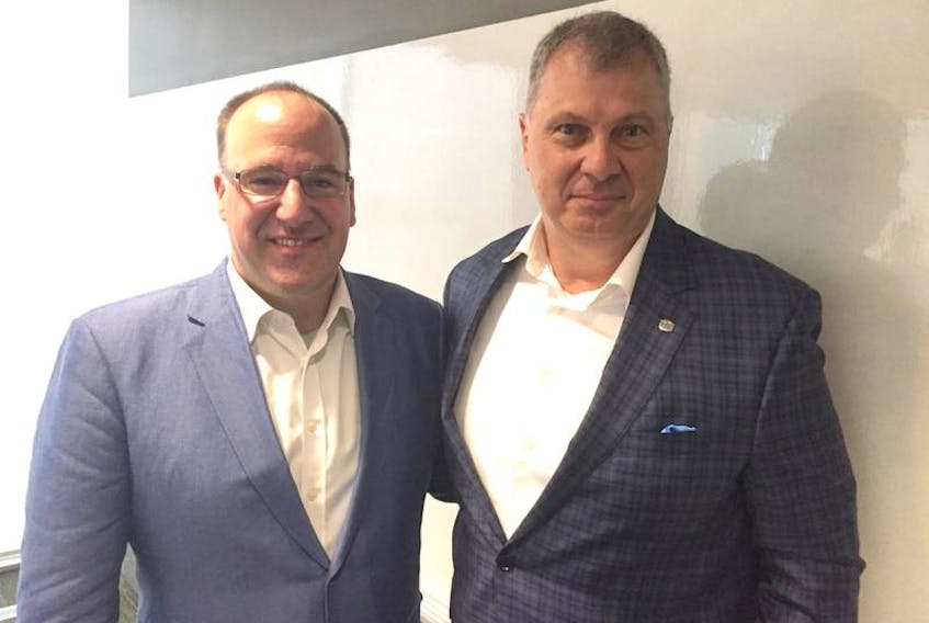 Anthony LeBlanc, one of three principal owners of the Atlantic Schooners franchise, and CFL Commissioner Randy Ambrosie talk about the proposed team and the regular-season CFL game slated for Moncton in August.