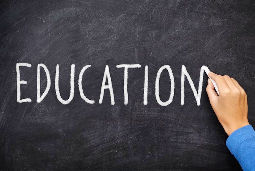 Stock image of education written on a blackboard.
