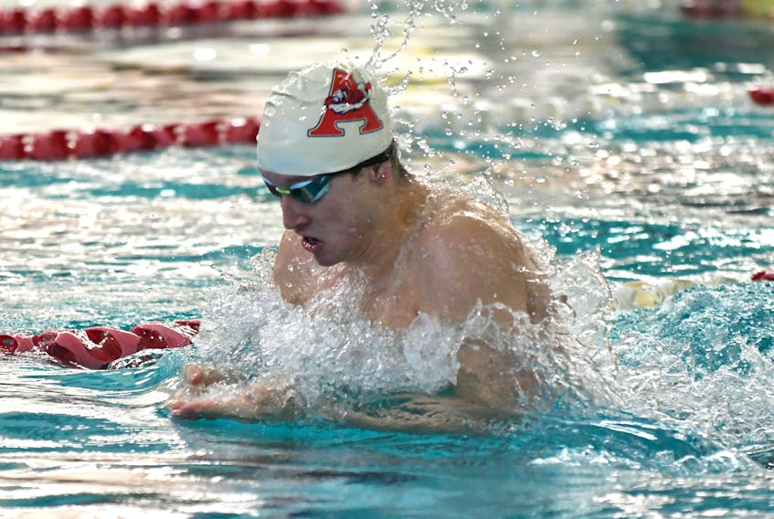 Acadia Axemen swimmer Gordon Shortt has had a breakout season in his freshman year.  Shortt and the Axemen are looking to claim their first AUS men’s swimming title  since 1980-81  at the conference championship meet at Dalhousie from Friday through Sunday.
