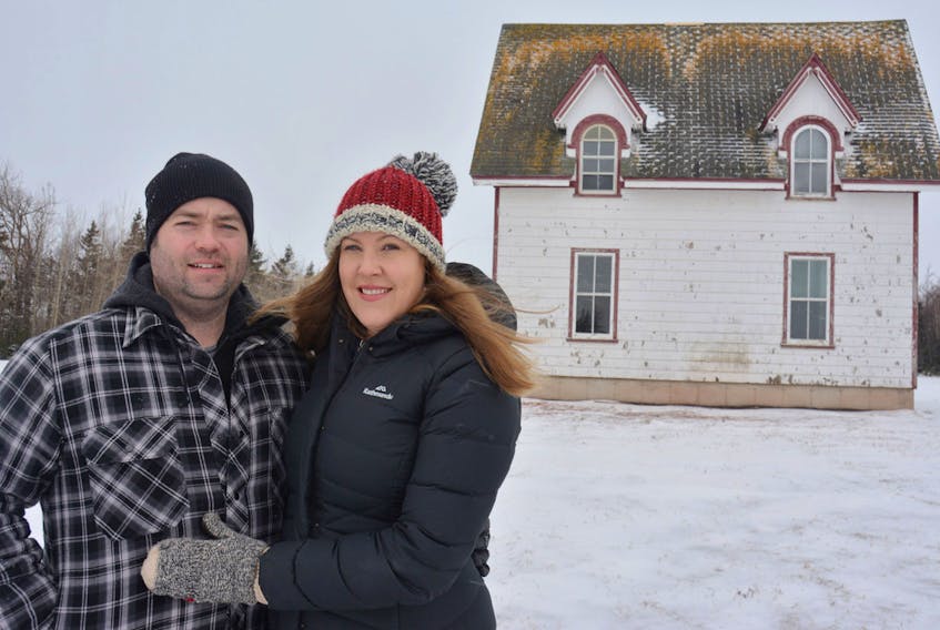 Ian McKillop and fiancé Clare Carlyon recently purchased this century-old farmhouse in Birch Hill, moved it, and plan to renovate it into a tourism destination. COLIN MACLEAN/JOURNAL PIONEER
