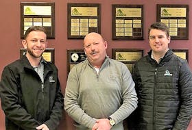 Hockey P.E.I. announced some new staff on Tuesday. From left are new executive director Geoff Kowalski, president Mike Hammill and new technical director Connor Cameron.