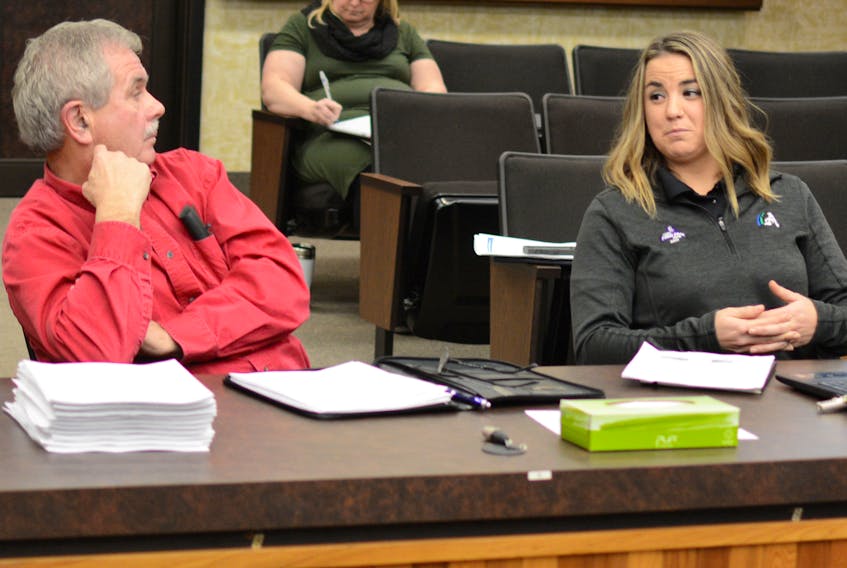 Keith Thompson, citizen representative on the Border Entrance Committee, and Chelsea Baird, horticulturalist for the Town of Amherst, presented their low-cost highway enhancement plan to county council on Jan. 9.