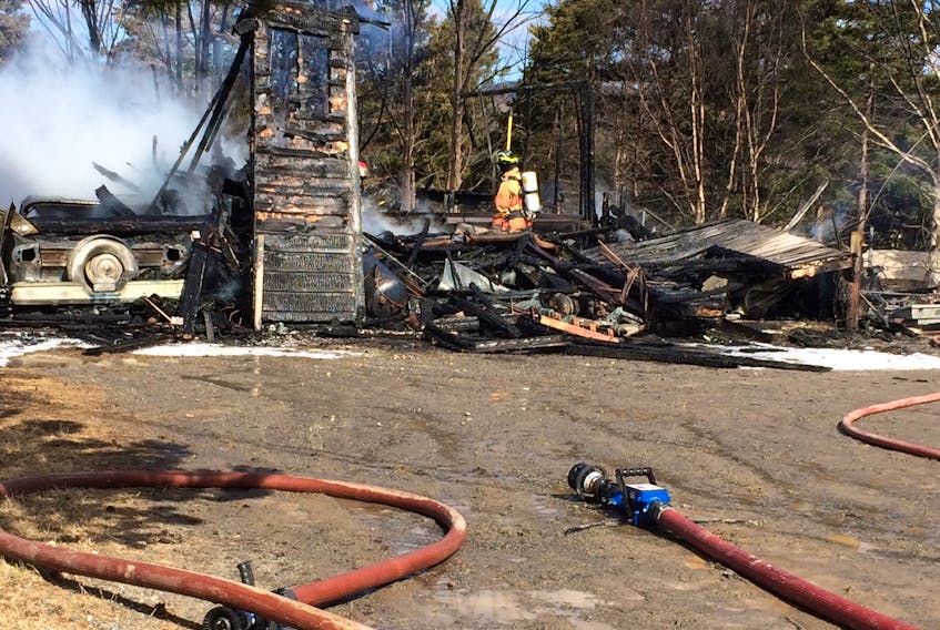 A large shed was destroyed by fire in Holyrood today. — Joe Gibbons/The Telegram