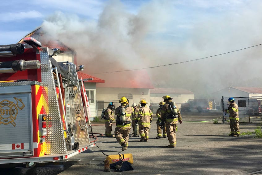 Firefighters were called to a fire at the former Home Hardware building on South Foord Street in Stellarton on Monday.