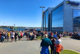 Crowds gather during the Climate Strike outside Emera’s Halifax headquarters on Sept. 27, 2019.
