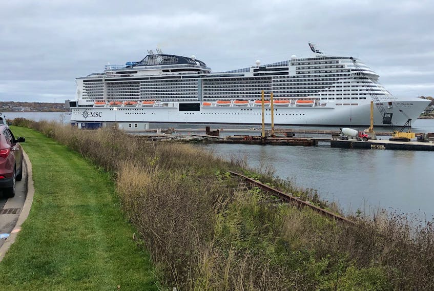 The MSC Meraviglia arrived in Cape Breton early this morning. The ship measures 315 metres long and carries 4,500 passengers and 1,500 crew is the largest cruise ship to port in Sydney.