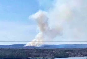 A large forest fire burns in the Glengarry area of the Cape Breton Regional Municipality, near Big Pond, on May 24. CONTRIBUTED