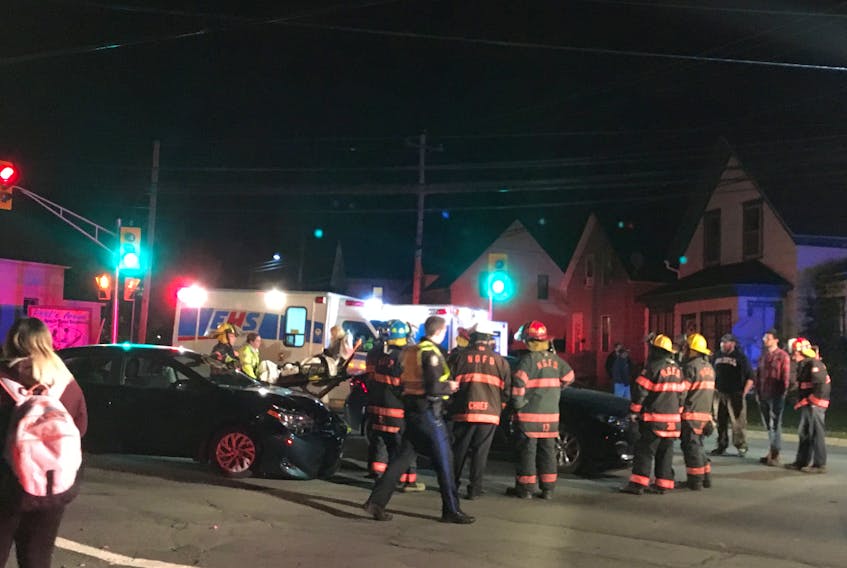 A collision involving two vehicles happened on East River Road around 6:45 p.m. and shut down traffic for a short period of time.