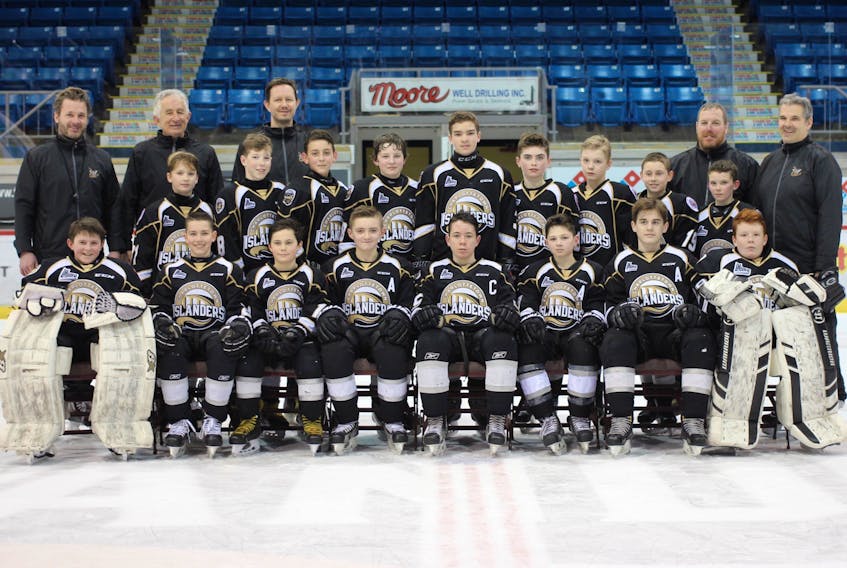 The Sherwood Parkdale Falcons peewee AAA team is participating in this week’s 59th Quebec International Peewee Hockey Tournament. Members of the Falcons, front row, from left, are Thomas MacAdam, Aiden Maas, Thatcher Hughes, Landon Perry, Luke Coughlin, Victor Steele, Connor Pierce and Shannon MacDonald. Second row, Nash Coffin, Aiden Diamond, Daniel Bloom, Michael Gallant, Jack MacKinnon, Easton Fitzpatrick, Kaelib Callaghan, Kohen Affleck and Cameron Doyle. Third row, head coach Brodie Coffin, Alan MacAdam, John MacAdam, Lyle Diamond and Jamie Gallant.