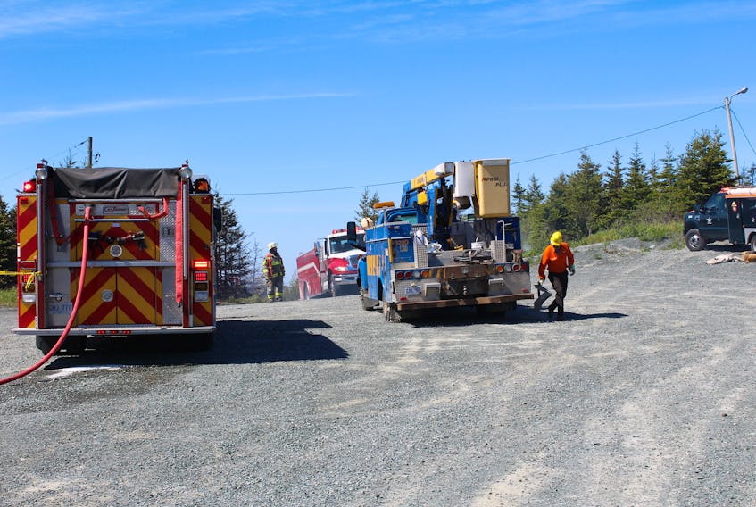 Crews on scene of a forest fire in the Sugarloaf Road area of St. John's that has burned a couple of hectares so far this afternoon.