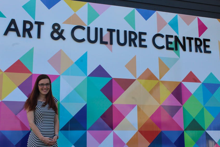Site director Nikki Gallant in front of the newly renovated Eptek Arts and Culture Centre in Summerside.