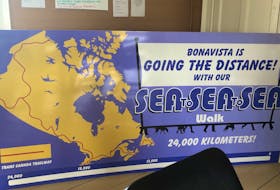 The sign for the upcoming walking initiative in Bonavista.