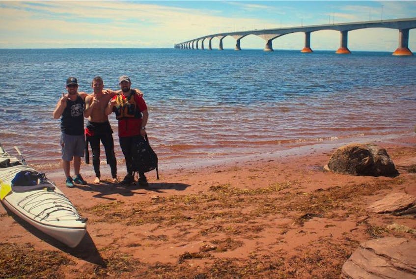 Logan Hayman has enlisted the help of his childhood friends, Charlie Schurman and Bryan Cameron, to help him with the swim across the Northumberland Strait.