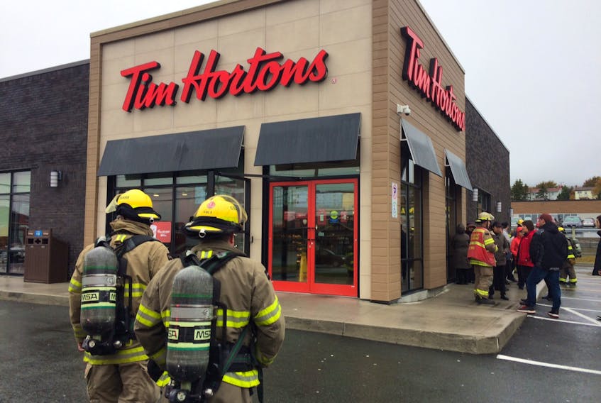 St. John's Regional Fire Department crews were called to the Tim Hortons on Topsail Road near Burgeo Street Wednesday for a possible structure fire.