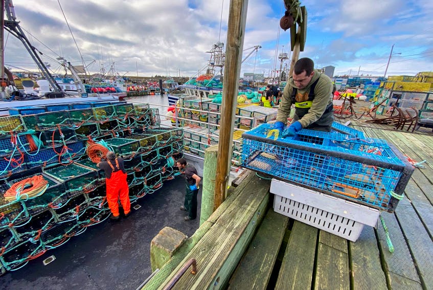 Lobster boats were loaded with traps and lobster traps were baited in southwestern NS on Nov. 28 in advance of the opening of the 2020-2021 commerical season. TINA COMEAU PHOTO
