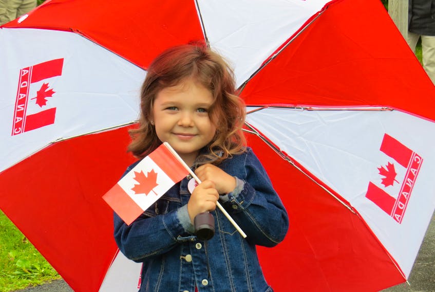 Sierra Lee came prepared for the weather during last year's Canada Day festivities at the Bill Johnstone Memorial Park in Sackville.