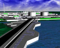 Pieridae Energy’s rendering of a planned LNG plant to be built in Goldboro, Guysborough County. - 
Pieridae Energy