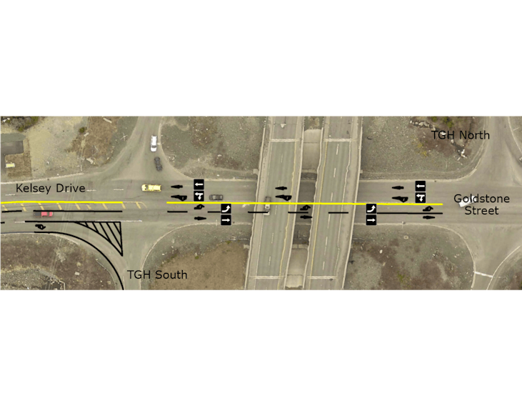 The City of St. John’s is changing lane designations at the Kelsey Drive, Goldstone Street and Team Gushue Highway (TGH) interchange, to improve traffic flow in the area.