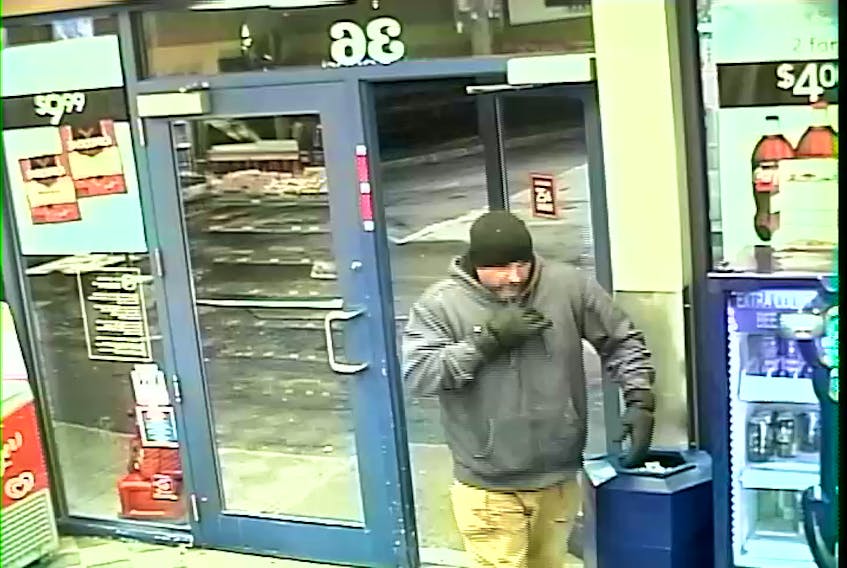 The Royal Newfoundland Constabulary is seeking the public's assistance in identifying a suspect in two armed robberies in the St. John's region on the night of Nov. 22. This image was taken from closed circuit TV footage at the Irving on Blackmarsh Road in St. John's.