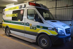 An Island EMS ambulance sits in its bay at the company’s Summerside base. 

(The Journal Pioneer- Colin MacLean)