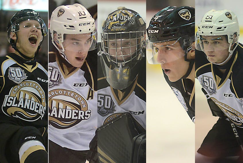 The Charlottetown Islanders have a number of key pieces in place as it builds its roster for the 2019-20 season. From left are Nikita Alexandrov, Brett Budgell, Matthew Welsh, Brendon Clavelle and Lukas Cormier.
