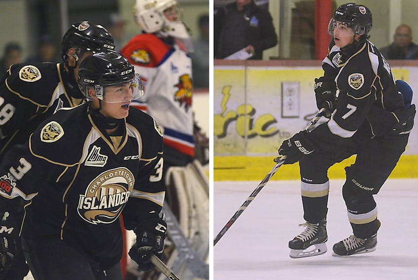 Defencemen Anthony Hamel, left, and Dell Welton are back for their second training camp with the Charlottetown Islanders.
