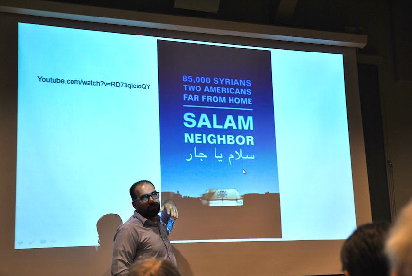 Esmaeel Al Hariri, explaining how the filming of the documentary film entitled Salam Neighbour eventually led to his family’s departure from the Za’atari Refugee Camp in Jordan, across the Atlantic to Canada, to start a new life after fleeing the violence in their home country of Syria.