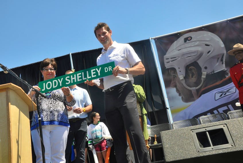 A street in Yarmouth leading to the Mariners Centre arena was renamed Jody Shelley Drive in July 2013. The day was a community celebration. TINA COMEAU PHOTO