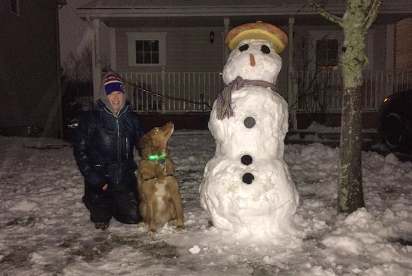 Ryan Johnson and his wife Julia finished shovelling early Wednesday morning, so they decided to build a snowperson — with the perfect snow that fell in Cole Harbour N.S.  "Lyle" was all decked out with a sombrero and a scarf. Their dog Maverick wasn't sure what to make of Lyle; it looks like he's eyeing the carrot. Breakfast perhaps?