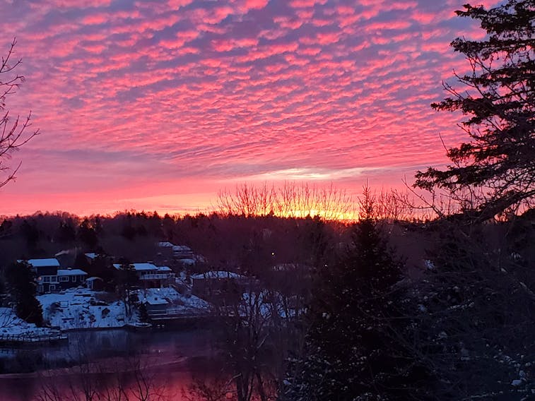 It took a while, but the sunrise times are now getting earlier each day.  Last Friday morning, Gabrielle Gietzen had her camera handy and captured this breathtaking sunrise at her home in Head of St. Margaret’s Bay, N.S.