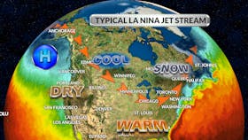 During a La Nina winter, the jet stream typically tracks a little farther inland. This set-up often results in more frequent snow events. - WSI