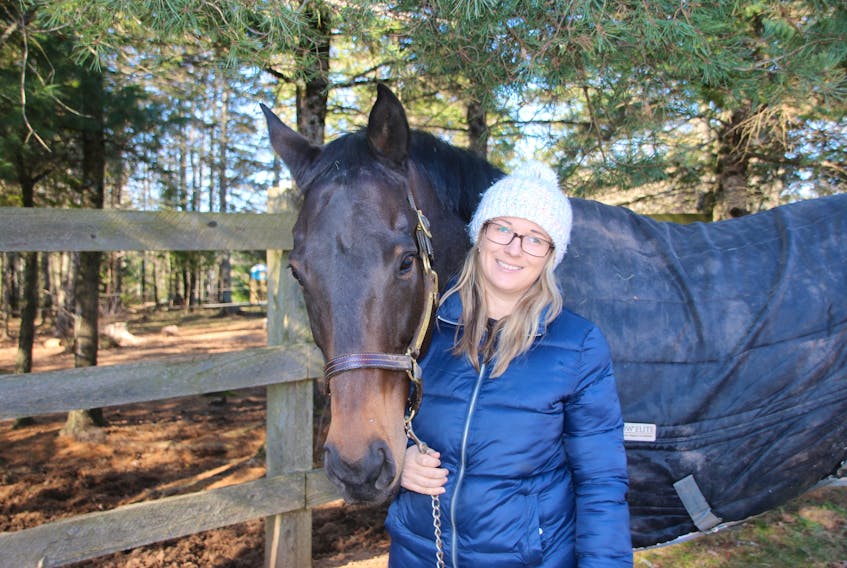 The show season ended early for Jessica McNutt Wells and Bacardi, but they still enjoy time together. Her amateur status was revoked after a complaint was made about the honorarium Dal AC gave her for helping with the equestrian team there.